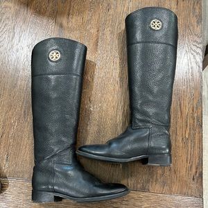 Tory Burch Black Leather Knee High Boots